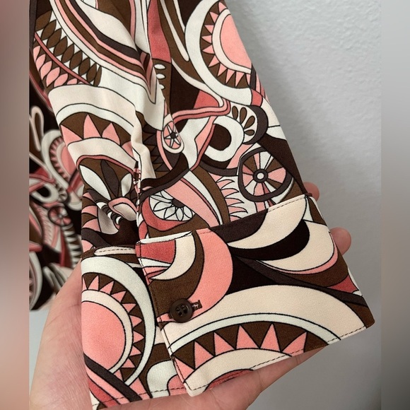 INC International Concepts Retro Print Button Front Blouse Women's Large NWT - Picture 7 of 10